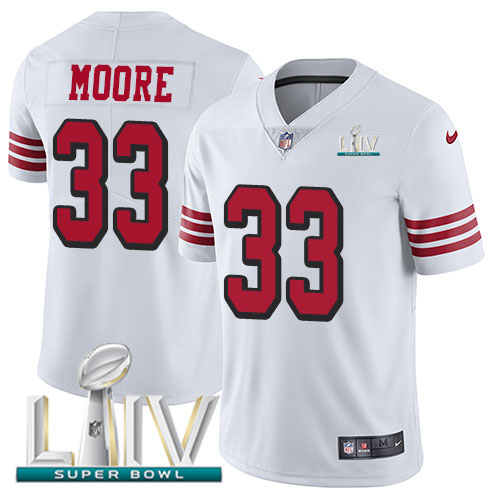 Nike 49ers #33 Tarvarius Moore White Super Bowl LIV 2020 Rush Youth Stitched NFL Vapor Untouchable Limited Jersey Nike 49ers #33 Tarvarius Moore White Super Bowl LIV 2020 Rush Youth Stitched NFL Vapor Untouchable Limited Jersey