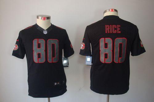 Nike 49ers #80 Jerry Rice Black Impact Youth Stitched NFL Limited Jersey Nike 49ers #80 Jerry Rice Black Impact Youth Stitched NFL Limited Jersey