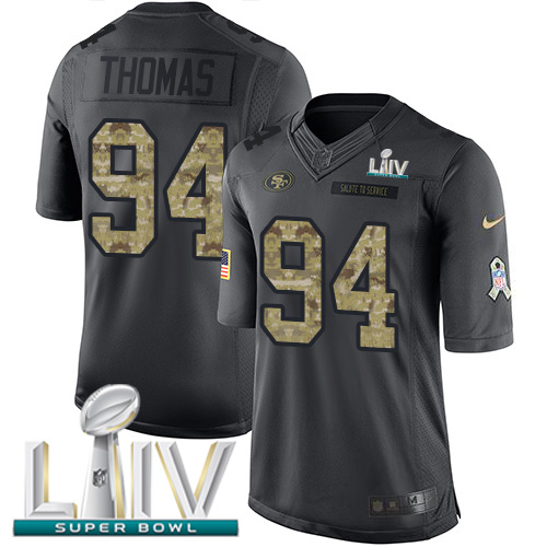 Nike 49ers #94 Solomon Thomas Black Super Bowl LIV 2020 Youth Stitched NFL Limited 2016 Salute to Service Jersey Nike 49ers #94 Solomon Thomas Black Super Bowl LIV 2020 Youth Stitched NFL Limited 2016 Salute to Service Jersey