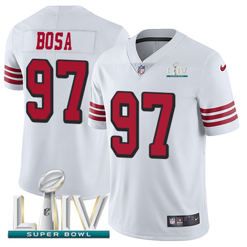 Nike 49ers #97 Nick Bosa White Super Bowl LIV 2020 Rush Youth Stitched NFL Vapor Untouchable Limited Jersey Nike 49ers #97 Nick Bosa White Super Bowl LIV 2020 Rush Youth Stitched NFL Vapor Untouchable Limited Jersey