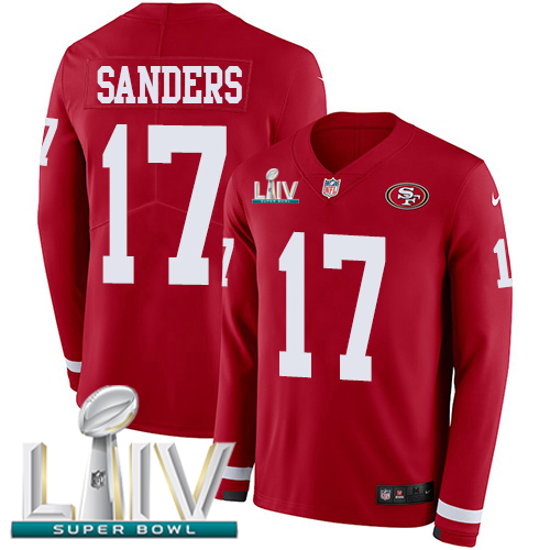 Nike 49ers #17 Emmanuel Sanders Red Super Bowl LIV 2020 Team Color Youth Stitched NFL Limited Therma Long Sleeve Jersey Nike 49ers #17 Emmanuel Sanders Red Super Bowl LIV 2020 Team Color Youth Stitched NFL Limited Therma Long Sleeve Jersey