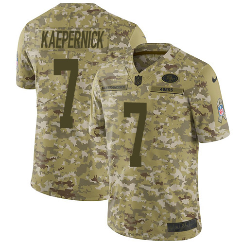 Nike 49ers #7 Colin Kaepernick Camo Youth Stitched NFL Limited 2018 Salute to Service Jersey Nike 49ers #7 Colin Kaepernick Camo Youth Stitched NFL Limited 2018 Salute to Service Jersey