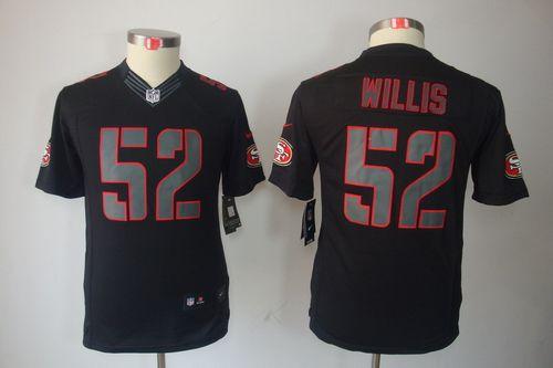 Nike 49ers #52 Patrick Willis Black Impact Youth Stitched NFL Limited Jersey Nike 49ers #52 Patrick Willis Black Impact Youth Stitched NFL Limited Jersey