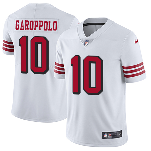 Nike 49ers #10 Jimmy Garoppolo White Rush Youth Stitched NFL Vapor Untouchable Limited Jersey Nike 49ers #10 Jimmy Garoppolo White Rush Youth Stitched NFL Vapor Untouchable Limited Jersey