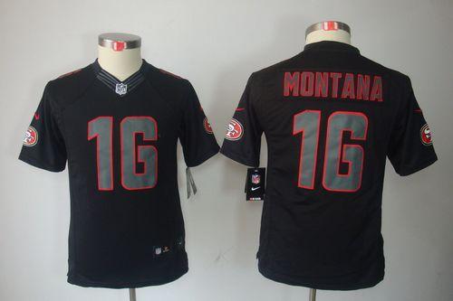 Nike 49ers #16 Joe Montana Black Impact Youth Stitched NFL Limited Jersey Nike 49ers #16 Joe Montana Black Impact Youth Stitched NFL Limited Jersey