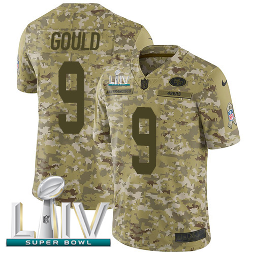 Nike 49ers #9 Robbie Gould Camo Super Bowl LIV 2020 Youth Stitched NFL Limited 2018 Salute To Service Jersey Nike 49ers #9 Robbie Gould Camo Super Bowl LIV 2020 Youth Stitched NFL Limited 2018 Salute To Service Jersey