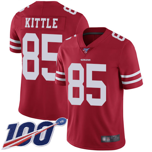 Nike 49ers #85 George Kittle Red Team Color Youth Stitched NFL 100th Season Vapor Limited Jersey Nike 49ers #85 George Kittle Red Team Color Youth Stitched NFL 100th Season Vapor Limited Jersey