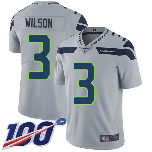 Nike Seahawks #3 Russell Wilson Grey Alternate Youth Stitched NFL 100th Season Vapor Limited Jersey Nike Seahawks #3 Russell Wilson Grey Alternate Youth Stitched NFL 100th Season Vapor Limited Jersey