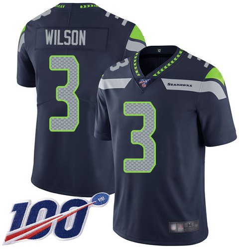 Nike Seahawks #3 Russell Wilson Steel Blue Team Color Youth Stitched NFL 100th Season Vapor Limited Jersey Nike Seahawks #3 Russell Wilson Steel Blue Team Color Youth Stitched NFL 100th Season Vapor Limited Jersey