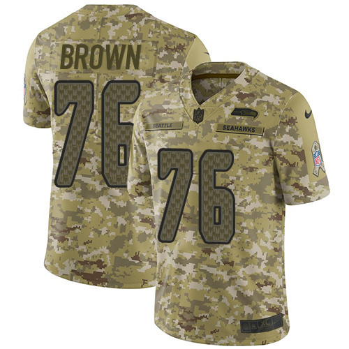 Nike Seahawks #76 Duane Brown Camo Youth Stitched NFL Limited 2018 Salute to Service Jersey Nike Seahawks #76 Duane Brown Camo Youth Stitched NFL Limited 2018 Salute to Service Jersey