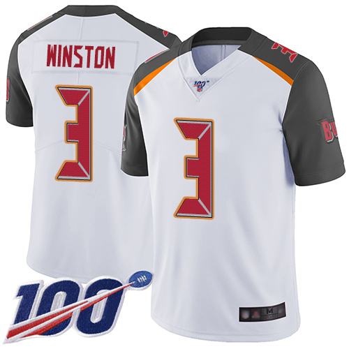 Nike Buccaneers #3 Jameis Winston White Youth Stitched NFL 100th Season Vapor Limited Jersey Nike Buccaneers #3 Jameis Winston White Youth Stitched NFL 100th Season Vapor Limited Jersey