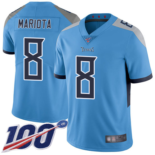 Nike Titans #8 Marcus Mariota Light Blue Alternate Youth Stitched NFL 100th Season Vapor Limited Jersey Nike Titans #8 Marcus Mariota Light Blue Alternate Youth Stitched NFL 100th Season Vapor Limited Jersey