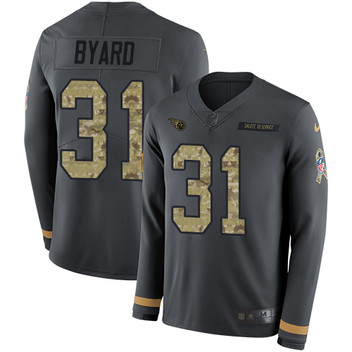 Nike Titans #31 Kevin Byard Anthracite Salute to Service Youth Stitched NFL Limited Therma Long Sleeve Jersey Nike Titans #31 Kevin Byard Anthracite Salute to Service Youth Stitched NFL Limited Therma Long Sleeve Jersey