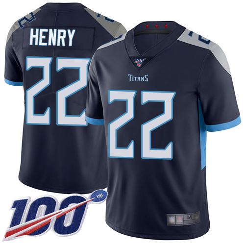 Nike Titans #22 Derrick Henry Navy Blue Team Color Youth Stitched NFL 100th Season Vapor Limited Jersey Nike Titans #22 Derrick Henry Navy Blue Team Color Youth Stitched NFL 100th Season Vapor Limited Jersey