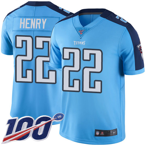 Nike Titans #22 Derrick Henry Light Blue Youth Stitched NFL Limited Rush 100th Season Jersey Nike Titans #22 Derrick Henry Light Blue Youth Stitched NFL Limited Rush 100th Season Jersey