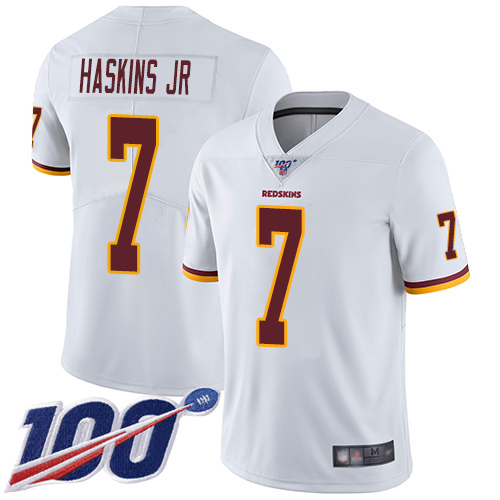 Nike Redskins #7 Dwayne Haskins Jr White Youth Stitched NFL 100th Season Vapor Limited Jersey Nike Redskins #7 Dwayne Haskins Jr White Youth Stitched NFL 100th Season Vapor Limited Jersey