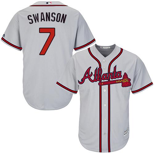 Braves #7 Dansby Swanson Grey Cool Base Stitched Youth MLB Jersey Braves #7 Dansby Swanson Grey Cool Base Stitched Youth MLB Jersey