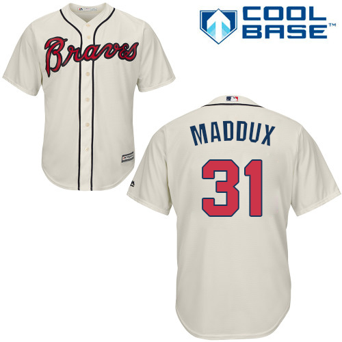 Braves #31 Greg Maddux Cream Cool Base Stitched Youth MLB Jersey Braves #31 Greg Maddux Cream Cool Base Stitched Youth MLB Jersey