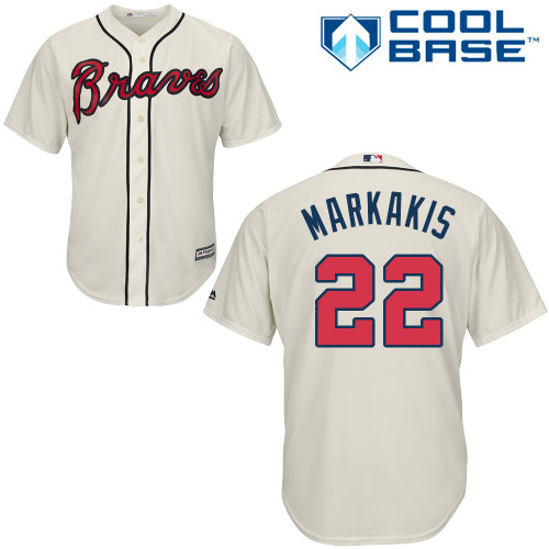 Braves #22 Nick Markakis Cream Cool Base Stitched Youth MLB Jersey Braves #22 Nick Markakis Cream Cool Base Stitched Youth MLB Jersey