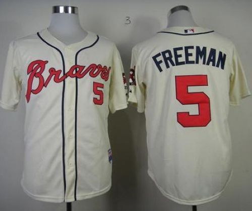 Braves #5 Freddie Freeman Cream Cool Base Stitched Youth MLB Jersey Braves #5 Freddie Freeman Cream Cool Base Stitched Youth MLB Jersey