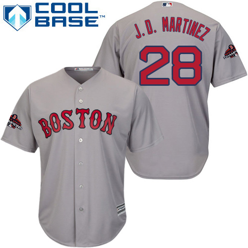 Red Sox #28 J. D. Martinez Grey Cool Base 2018 World Series Champions Stitched Youth MLB Jersey Red Sox #28 J. D. Martinez Grey Cool Base 2018 World Series Champions Stitched Youth MLB Jersey