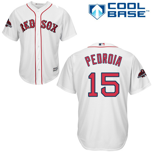 Red Sox #15 Dustin Pedroia White Cool Base 2018 World Series Champions Stitched Youth MLB Jersey Red Sox #15 Dustin Pedroia White Cool Base 2018 World Series Champions Stitched Youth MLB Jersey