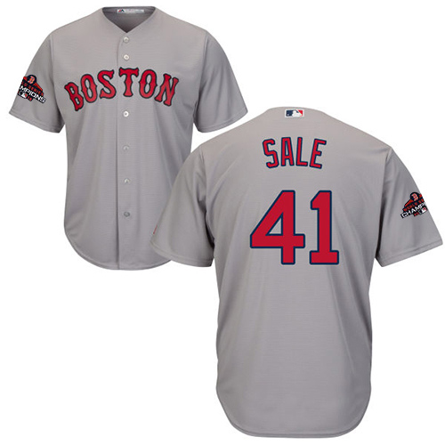 Red Sox #41 Chris Sale Grey Cool Base 2018 World Series Champions Stitched Youth MLB Jersey Red Sox #41 Chris Sale Grey Cool Base 2018 World Series Champions Stitched Youth MLB Jersey