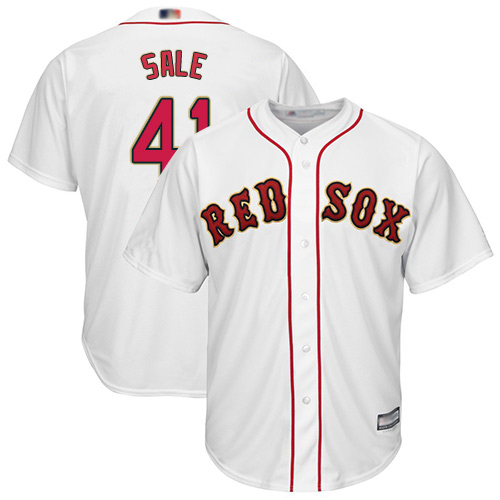 Red Sox #41 Chris Sale White 2019 Gold Program Cool Base Stitched Youth MLB Jersey Red Sox #41 Chris Sale White 2019 Gold Program Cool Base Stitched Youth MLB Jersey
