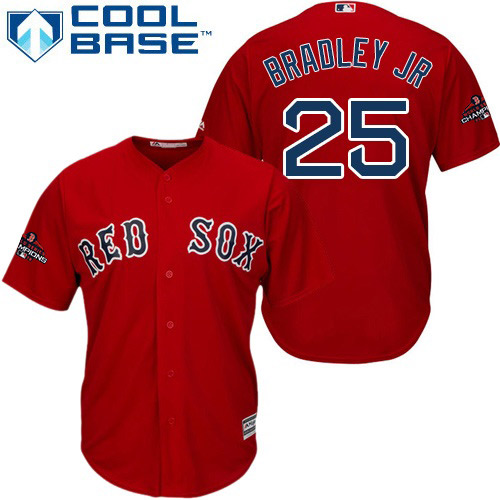 Red Sox #25 Jackie Bradley Jr Red Cool Base 2018 World Series Champions Stitched Youth MLB Jersey Red Sox #25 Jackie Bradley Jr Red Cool Base 2018 World Series Champions Stitched Youth MLB Jersey