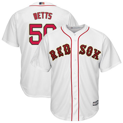 Red Sox #50 Mookie Betts White 2019 Gold Program Cool Base Stitched Youth MLB Jersey Red Sox #50 Mookie Betts White 2019 Gold Program Cool Base Stitched Youth MLB Jersey