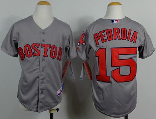 Red Sox #15 Dustin Pedroia Grey Cool Base Stitched Youth MLB Jersey Red Sox #15 Dustin Pedroia Grey Cool Base Stitched Youth MLB Jersey