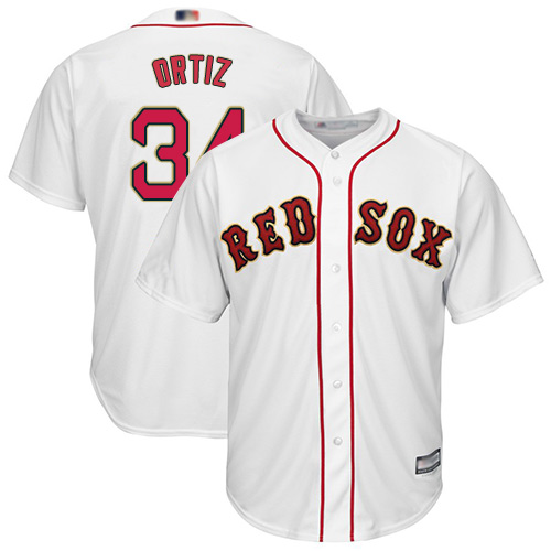 Red Sox #34 David Ortiz White 2019 Gold Program Cool Base Stitched Youth MLB Jersey Red Sox #34 David Ortiz White 2019 Gold Program Cool Base Stitched Youth MLB Jersey