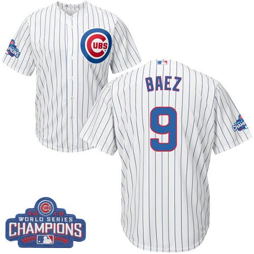 Cubs #9 Javier Baez White Home 2016 World Series Champions Stitched Youth MLB Jersey Cubs #9 Javier Baez White Home 2016 World Series Champions Stitched Youth MLB Jersey