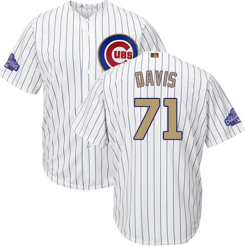 Cubs #71 Wade Davis White(Blue Strip) 2017 Gold Program Cool Base Stitched Youth MLB Jersey Cubs #71 Wade Davis White(Blue Strip) 2017 Gold Program Cool Base Stitched Youth MLB Jersey