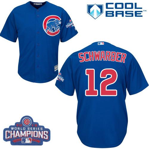 Cubs #12 Kyle Schwarber Blue Alternate 2016 World Series Champions Stitched Youth MLB Jersey Cubs #12 Kyle Schwarber Blue Alternate 2016 World Series Champions Stitched Youth MLB Jersey
