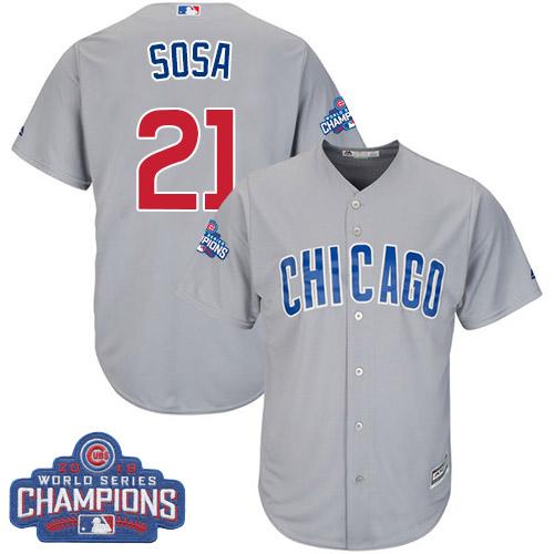 Cubs #21 Sammy Sosa Grey Road 2016 World Series Champions Stitched Youth MLB Jersey Cubs #21 Sammy Sosa Grey Road 2016 World Series Champions Stitched Youth MLB Jersey