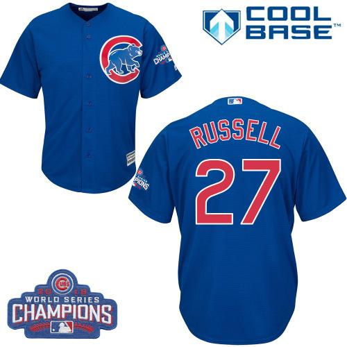 Cubs #27 Addison Russell Blue Alternate 2016 World Series Champions Stitched Youth MLB Jersey Cubs #27 Addison Russell Blue Alternate 2016 World Series Champions Stitched Youth MLB Jersey