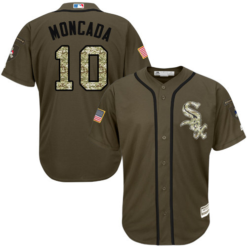 White Sox #10 Yoan Moncada Green Salute to Service Stitched Youth MLB Jersey White Sox #10 Yoan Moncada Green Salute to Service Stitched Youth MLB Jersey