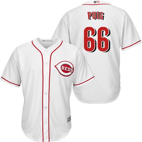 Reds #66 Yasiel Puig White Cool Base Stitched Youth MLB Jersey Reds #66 Yasiel Puig White Cool Base Stitched Youth MLB Jersey