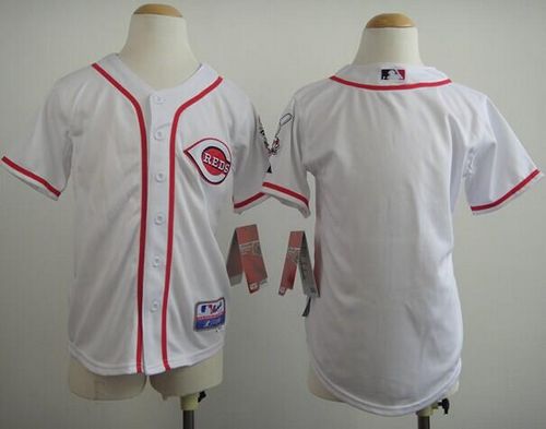 Reds Blank White Cool Base Stitched Youth MLB Jersey