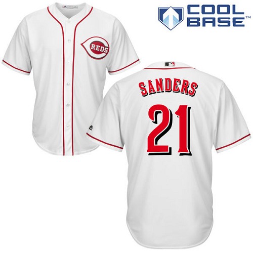 Reds #21 Reggie Sanders White Cool Base Stitched Youth MLB Jersey Reds #21 Reggie Sanders White Cool Base Stitched Youth MLB Jersey
