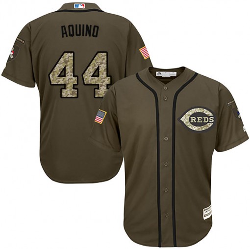 Reds #44 Aristides Aquino Green Salute to Service Stitched Youth MLB Jersey Reds #44 Aristides Aquino Green Salute to Service Stitched Youth MLB Jersey