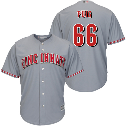 Reds #66 Yasiel Puig Grey Cool Base Stitched Youth MLB Jersey Reds #66 Yasiel Puig Grey Cool Base Stitched Youth MLB Jersey