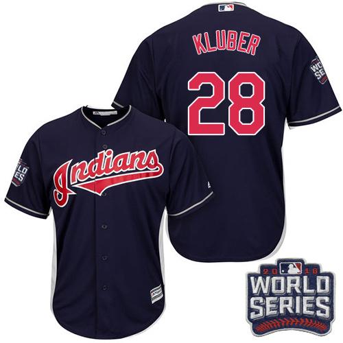 Indians #28 Corey Kluber Navy Blue Alternate 2016 World Series Bound Stitched Youth MLB Jersey Indians #28 Corey Kluber Navy Blue Alternate 2016 World Series Bound Stitched Youth MLB Jersey