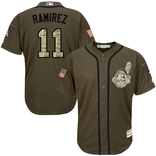 Indians #11 Jose Ramirez Green Salute to Service Stitched Youth MLB Jersey Indians #11 Jose Ramirez Green Salute to Service Stitched Youth MLB Jersey