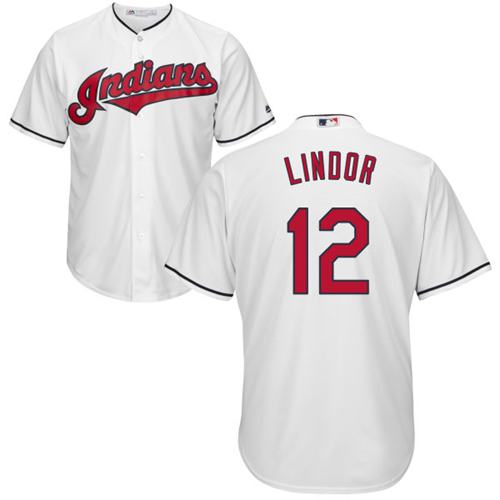 Indians #12 Francisco Lindor White Home Stitched Youth MLB Jersey Indians #12 Francisco Lindor White Home Stitched Youth MLB Jersey