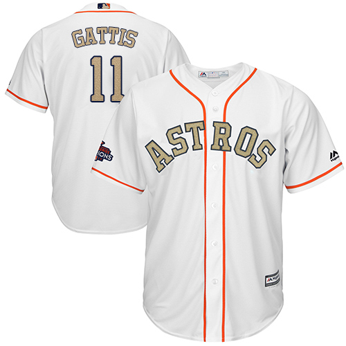 Astros #11 Evan Gattis White 2018 Gold Program Cool Base Stitched Youth MLB Jersey Astros #11 Evan Gattis White 2018 Gold Program Cool Base Stitched Youth MLB Jersey