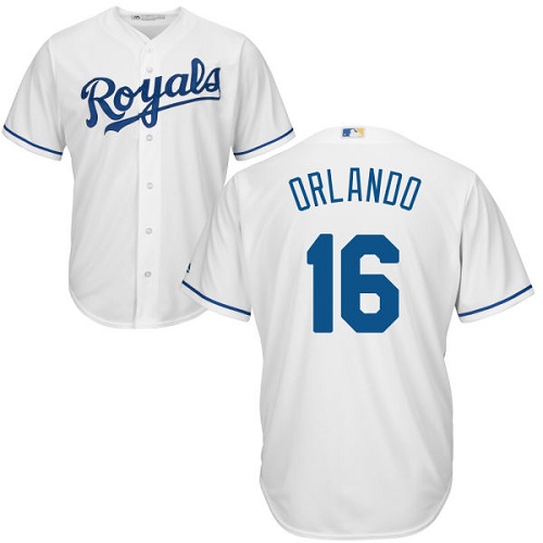 Royals #16 Paulo Orlando White Cool Base Stitched Youth MLB Jersey Royals #16 Paulo Orlando White Cool Base Stitched Youth MLB Jersey
