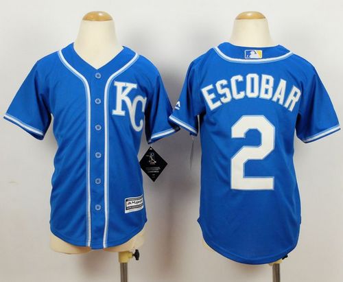 Royals #2 Alcides Escobar Blue Alternate 2 Cool Base Stitched Youth MLB Jersey Royals #2 Alcides Escobar Blue Alternate 2 Cool Base Stitched Youth MLB Jersey