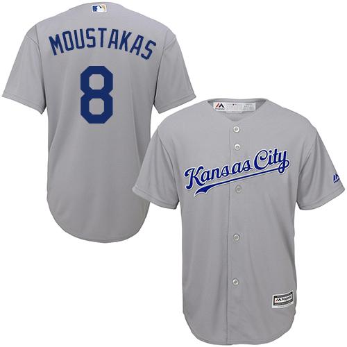 Royals #8 Mike Moustakas Grey Cool Base Stitched Youth MLB Jersey Royals #8 Mike Moustakas Grey Cool Base Stitched Youth MLB Jersey